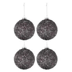 Lot De 4 Boules De Noël "Paillettes" 10cm Anthracite -Homcom Boutique 5400924271480 1