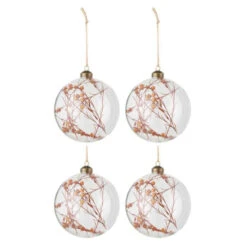 Lot De 4 Boules De Noël "Fleurs Séchées" 12cm Orange -Homcom Boutique 5400924271565 1