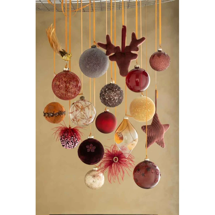 Lot De 4 Boules De Noël "Verre Épais" 10cm Transparent & Rouge 1 Lot De 4 Boules De Noël "Verre Épais" 10cm Transparent & Rouge