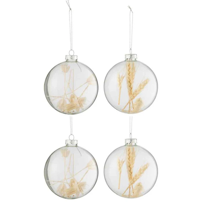 Lot De 4 Boules De Noël "Brindilles" 10cm Transparent 1 Lot De 4 Boules De Noël "Brindilles" 10cm Transparent