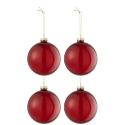 Lot De 4 Boules De Noël "Verre Épais" 10cm Transparent & Rouge 3 Lot De 4 Boules De Noël "Verre Épais" 10cm Transparent & Rouge -Homcom Boutique 5400924277123 1