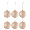 Lot De 6 Boules De Noël "Givré Mat" 8cm Rose Clair