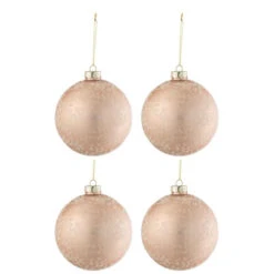 Lot De 4 Boules De Noël "Verre Mat" 12cm Rose Clair 3 Lot De 4 Boules De Noël "Verre Mat" 12cm Rose Clair -Homcom Boutique 5400924277215 1