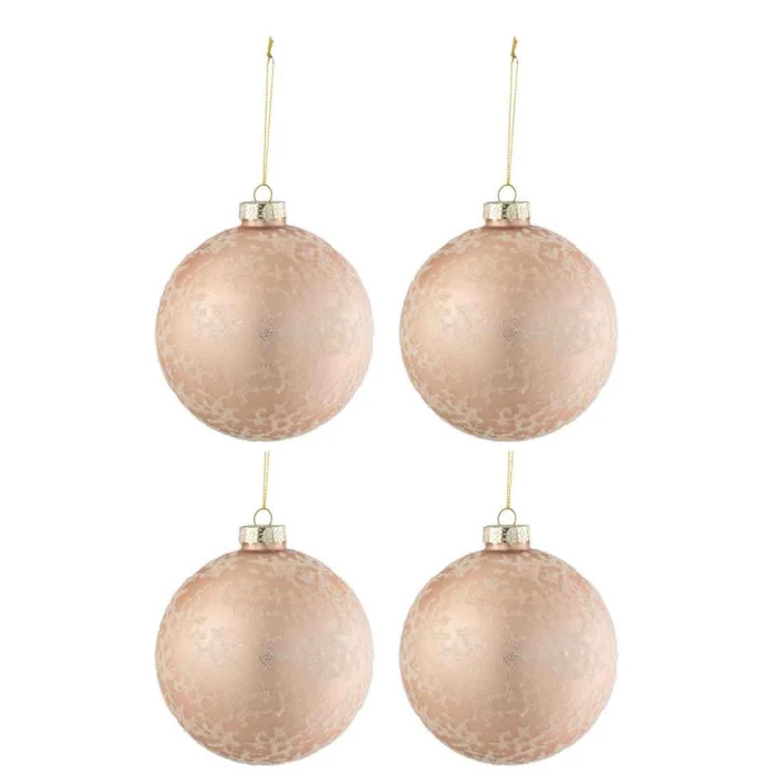 Lot De 4 Boules De Noël "Verre Mat" 12cm Rose Clair 2 Lot De 4 Boules De Noël "Verre Mat" 12cm Rose Clair – Image 2