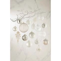 Lot De 4 Boules De Noël "Perles" 10cm Blanc