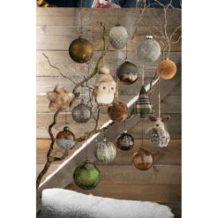 Lot De 6 Boules De Noël "Verre Épais" 8cm Gris