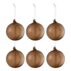 Lot De 6 Boules De Noël "Verre Épais" 8cm Marron