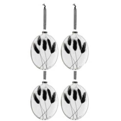 Lot De 4 Boules De Noël "Fleurs Séchées II" 16cm Noir -Homcom Boutique 5400924277536 1