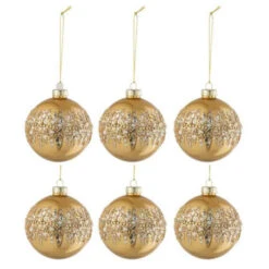 Lot De 6 Boules De Noël "Paillettes Brillantes" 8cm Or 3 Lot De 6 Boules De Noël "Paillettes Brillantes" 8cm Or -Homcom Boutique 5400924277574 1