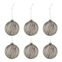 Lot De 6 Boules De Noël "Tâche Mat" 8cm Gris