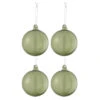 Lot De 4 Boules De Noël "Verre Épais" 10cm Transparent & Vert