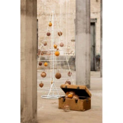 Lot De 6 Boules De Noël Design "Perles" 8cm Naturel