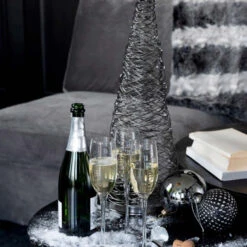 Lot De 4 Boules De Noël Design "Lisse" 28cm Gris