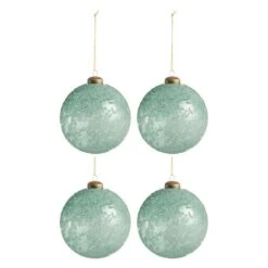Lot De 4 Boules De Noël Design "Antique" 12cm Bleu