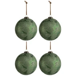 Lot De 4 Boules De Noël "Antique" 12cm Vert