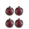 Lot De 4 Boules De Noël "Flocons De Neige" 12cm Rouge