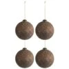 Lot De 4 Boules De Noël "Fleur" 10cm Marron