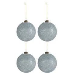 Lot De 4 Boules De Noël "Cristallise" 10cm Gris