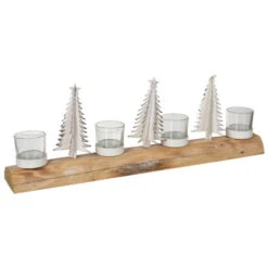 Photophore 4 Têtes Rectangulaire "Noël" 48cm Naturel & Blanc -Homcom Boutique 5415203973290 1