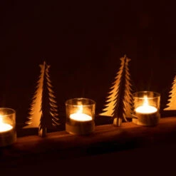 Photophore 4 Têtes Rectangulaire "Noël" 48cm Naturel & Blanc -Homcom Boutique 5415203973290 3