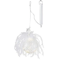 Boule De Noël Led "Ange & Plume" 16cm Transparent