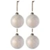 Lot De 4 Boules De Noël "Léopard" 10cm Crème