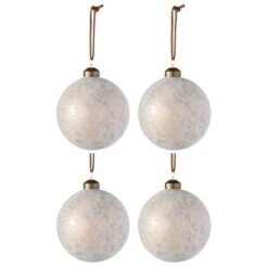 Lot De 4 Boules De Noël "Léopard" 10cm Crème