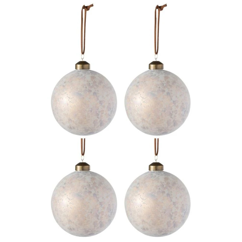 Lot De 4 Boules De Noël "Léopard" 10cm Crème 1 Lot De 4 Boules De Noël "Léopard" 10cm Crème
