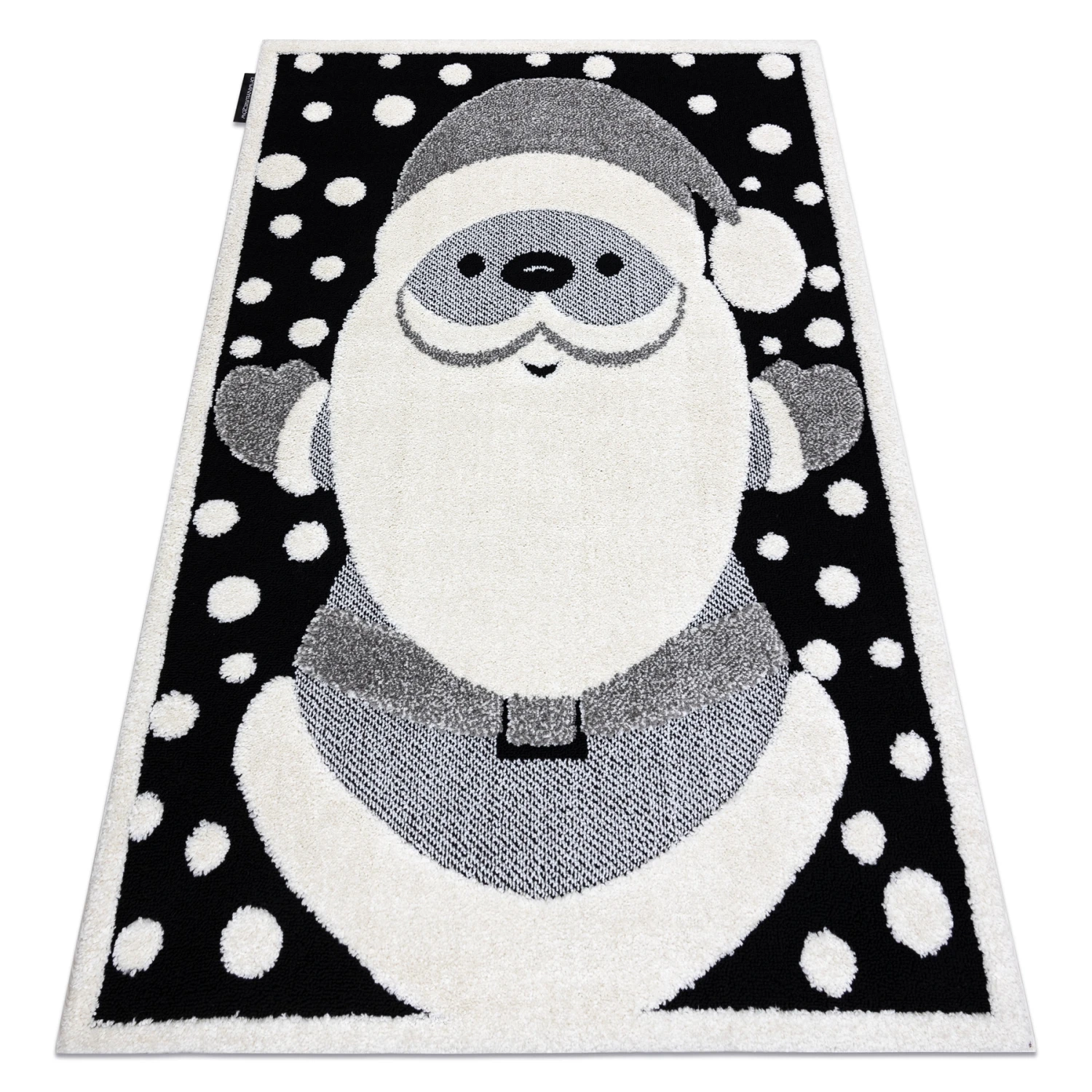 Tapis Enfant Moderne JOY Santa Père Noël, Pour Enfants - Structurel Deux Niveaux De Polaire Noir / Crème 140x190 Cm 2 Tapis Enfant Moderne JOY Santa Père Noël, Pour Enfants - Structurel Deux Niveaux De Polaire Noir / Crème 140x190 Cm – Image 2