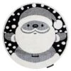 Tapis Enfant Moderne JOY Cercle Santa Père Noël, Pour Enfants - Structurel Deux Niveaux De Polaire Noir / Crème Cercle 120 Cm