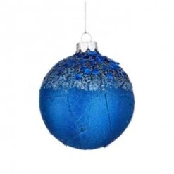 Boule De Noël En Verre Bleu à Paillettes AILEEN Boule De Noël 8 Cm