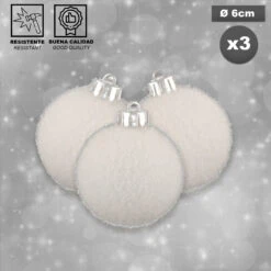 Boules De Noël Blanches 60 Mm X 3