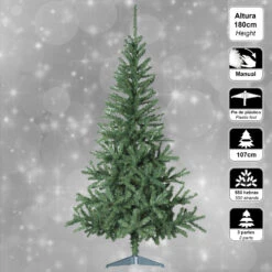 Sapin Vert 180 Cm + Pack De 18 Décorations De Noël Rouges + 6 Guirlandes Cuivrées De 20 LED Pour Intérieur