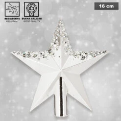 Pack Décoration De Noël : Lot De 12 Boules De Noël De 40 Mm. Dessin Assorti + 2 Guirlandes De Guirlandes Argentées 2 M + étoile Huppée Blanche à Sequ -Homcom Boutique 8434652120823 3