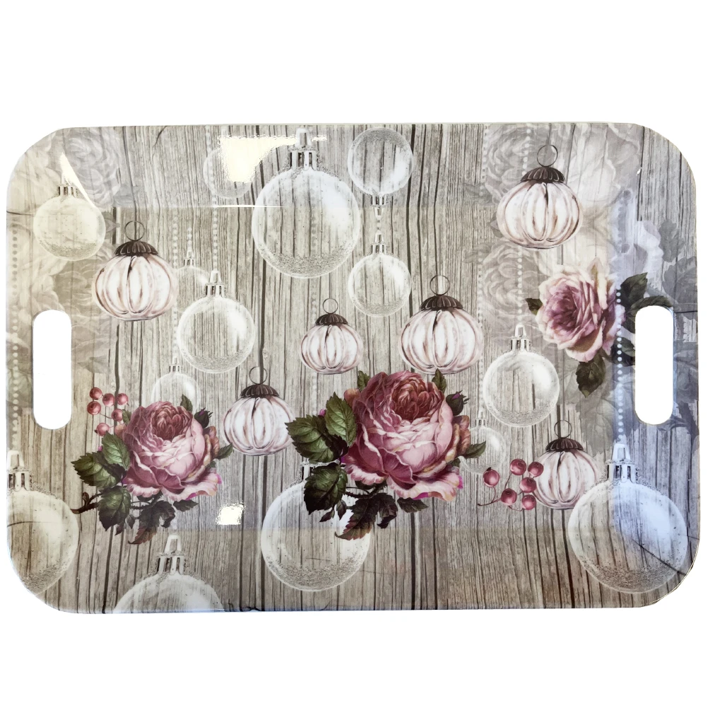 Grand Plateau Rectangulaire Roses De Noël 46.5 X 32.5 Cm 2 Grand Plateau Rectangulaire Roses De Noël 46.5 X 32.5 Cm – Image 2