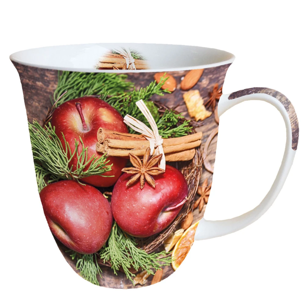 Tasse En Porcelaine Fine - Pommes Et Cannelle Noël 1 Tasse En Porcelaine Fine - Pommes Et Cannelle Noël
