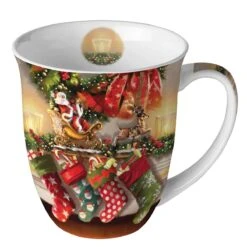 Tasse En Porcelaine Fine - Chaussettes De Noël