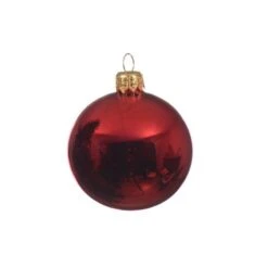 Décoration De Sapin De Noël Boule En Verre Rouge Brillant 8 Cm