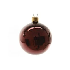Boule De Noël En Verre De Décoration De Sapin Rouge Foncé Brillant Cm 15