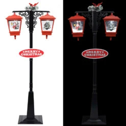 VidaXL Lampadaire De Noël Avec Père Noël Noir Et Rouge 81x40x188cm PVC -Homcom Boutique 8719883994840 3