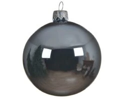 Décoration De Sapin De Noël Boule En Verre Gris Brillant 8 Cm