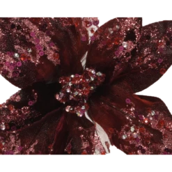 Bouquet De Fleurs De Noël Assorties Ø18 Cm Avec Paillettes Et Perles