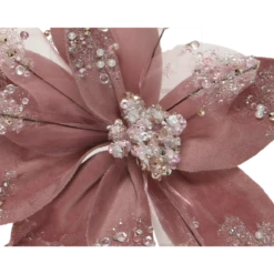 Bouquet De Fleurs De Noël Assorties Ø18 Cm Avec Paillettes Et Perles -Homcom Boutique 8720093528299 4