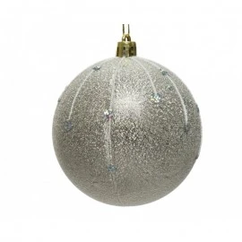 Boule De Noël En Verre Glitter Argent 8 Cm 1 Boule De Noël En Verre Glitter Argent 8 Cm