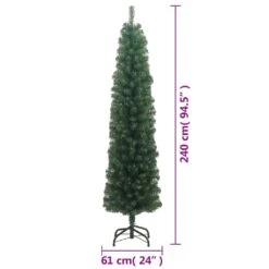 VidaXL Sapin De Noël Artificiel Mince Avec Support Vert 240 Cm PVC -Homcom Boutique 8720286011515 5