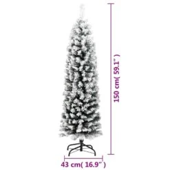 VidaXL Sapin De Noël Artificiel Mince Flocon De Neige Vert 150 Cm PVC -Homcom Boutique 8720286011522 5