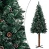 VidaXL Sapin De Noël Mince Bois Véritable Et Neige Blanche Vert 150 Cm