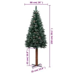 VidaXL Sapin De Noël Mince Bois Véritable Et Neige Blanche Vert 150 Cm 7 VidaXL Sapin De Noël Mince Bois Véritable Et Neige Blanche Vert 150 Cm -Homcom Boutique 8720286011591 5