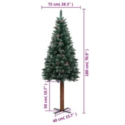 VidaXL Sapin De Noël Mince Bois Véritable Et Neige Blanche Vert 180 Cm 7 VidaXL Sapin De Noël Mince Bois Véritable Et Neige Blanche Vert 180 Cm -Homcom Boutique 8720286011607 5