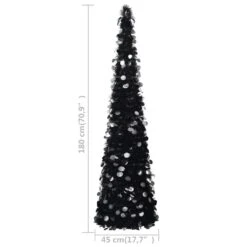 VidaXL Sapin De Noël Artificiel Escamotable Noir 180 Cm PET -Homcom Boutique 8720286014622 5